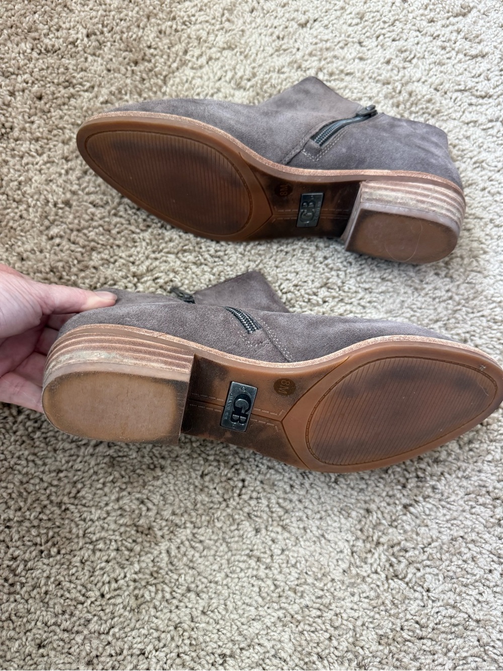 Gianni Bini Taupe Suede Ankle Booties - Picture 4 of 4